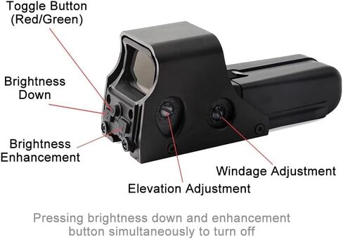 Holographic Sight 552 Red/Green Dot Sight with 5 Brightness Options & 1 MOA Dot, Black, Fits 20mm Rail Mount in Saudi Arabia