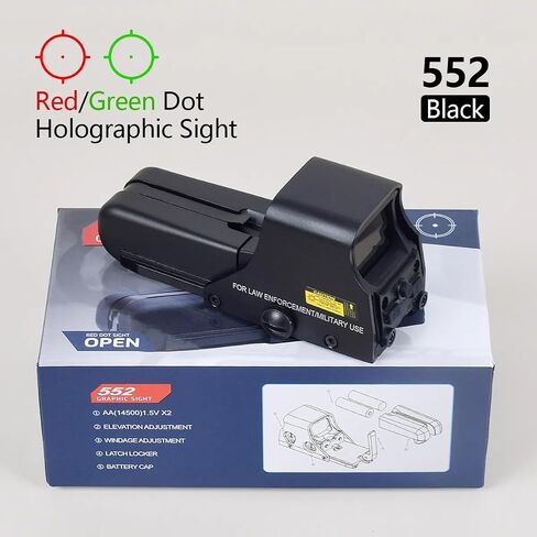 Holographic Sight 552 Red/Green Dot Sight with 5 Brightness Options & 1 MOA Dot, Black, Fits 20mm Rail Mount in Saudi Arabia