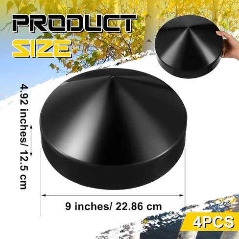 Landical 4 Pcs Marine Dock Piling Cap Piling Cone 9 x 9 x 4.92 Inches Coned Black Protective Dock Post Caps Boat Pylon Cone Edge Pole Caps for Marine Flat Top Design in Saudi Arabia