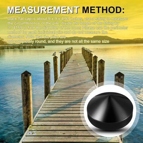 Landical 4 Pcs Marine Dock Piling Cap Piling Cone 9 x 9 x 4.92 Inches Coned Black Protective Dock Post Caps Boat Pylon Cone Edge Pole Caps for Marine Flat Top Design in Saudi Arabia