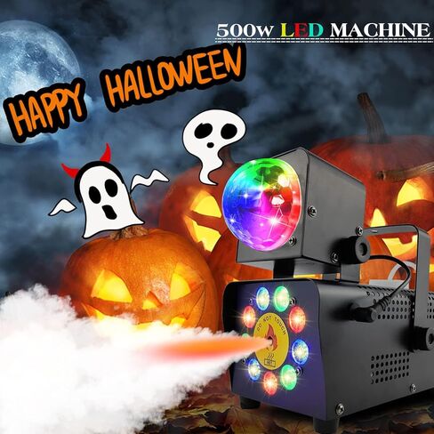 آلة ضباب ايمون مع أضواء ديسكو، 16 آلة دخان LED ملونة، جهاز تحكم عن بعد لاسلكي للحفلات الداخلية والخارجية، المسرح، دي جي، الهالوين والمناسبات in Kuwait