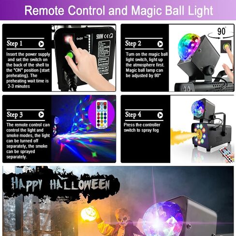 آلة ضباب ايمون مع أضواء ديسكو، 16 آلة دخان LED ملونة، جهاز تحكم عن بعد لاسلكي للحفلات الداخلية والخارجية، المسرح، دي جي، الهالوين والمناسبات in Kuwait
