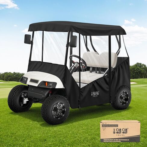 10L0L Universal Golf Cart Enclosure Compatible with EZGO and Club Car Models, 2-Passenger Golf Cart Waterproof 420D Material Windproof Transparent on 2 Sides in Saudi Arabia