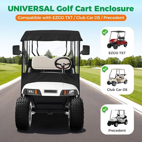 10L0L Universal Golf Cart Enclosure Compatible with EZGO and Club Car Models, 2-Passenger Golf Cart Waterproof 420D Material Windproof Transparent on 2 Sides in Saudi Arabia