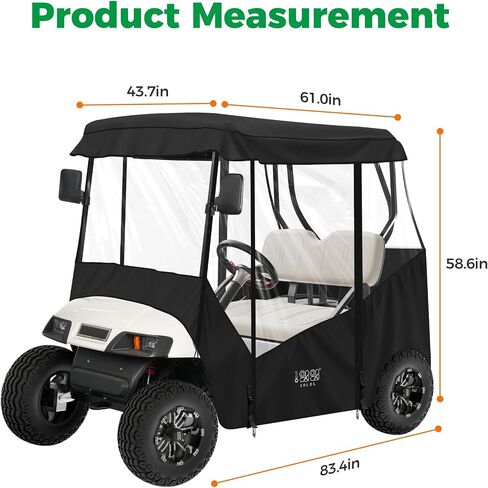 10L0L Universal Golf Cart Enclosure Compatible with EZGO and Club Car Models, 2-Passenger Golf Cart Waterproof 420D Material Windproof Transparent on 2 Sides in Saudi Arabia