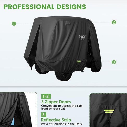 10L0L 2/4/4+2 Passenger Golf Cart Cover Upgrade Extended Roof, 600D Waterproof Snowproof Windproof Sunproof Durable Full Golf Cart Covers for Yamaha,EZGO,Club Car and Other in Saudi Arabia