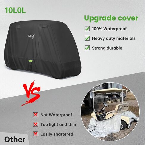 10L0L 2/4/4+2 Passenger Golf Cart Cover Upgrade Extended Roof, 600D Waterproof Snowproof Windproof Sunproof Durable Full Golf Cart Covers for Yamaha,EZGO,Club Car and Other in Saudi Arabia