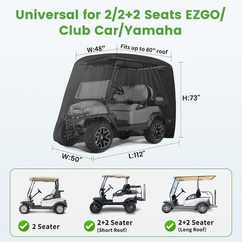 10L0L 2/4/4+2 Passenger Golf Cart Cover Upgrade Extended Roof, 600D Waterproof Snowproof Windproof Sunproof Durable Full Golf Cart Covers for Yamaha,EZGO,Club Car and Other in Saudi Arabia