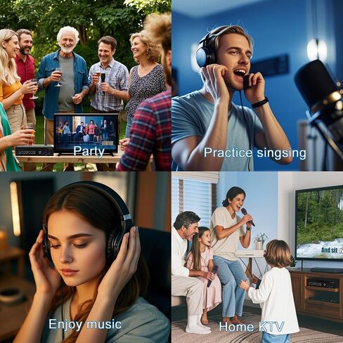 Wireless Microphone Karaoke Mixer System Machine-Aik089,AI Vocal Remover,Pitch Shifter 12 Levels,DSP Reverb and Echo,Feedback Suppression,HDTV with Mic,Support BT Devices or RCA 3.5mm HDTV in/Out in Saudi Arabia
