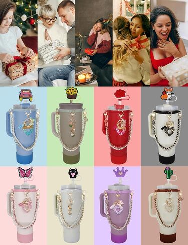 Stanley Cup Accessories Set for 30oz 40oz Tumbler, Water Bottle Holder Carrier Strap, Stanley Straw Cover Topper Cap, Water Bottle Boot Charms, Gift for Women Mom Girl Her in Saudi Arabia