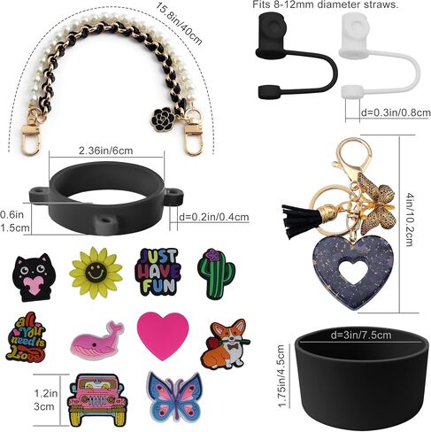 Stanley Cup Accessories Set for 30oz 40oz Tumbler, Water Bottle Holder Carrier Strap, Stanley Straw Cover Topper Cap, Water Bottle Boot Charms, Gift for Women Mom Girl Her in Saudi Arabia