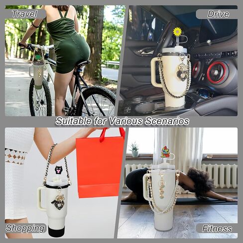 Stanley Cup Accessories Set for 30oz 40oz Tumbler, Water Bottle Holder Carrier Strap, Stanley Straw Cover Topper Cap, Water Bottle Boot Charms, Gift for Women Mom Girl Her in Saudi Arabia