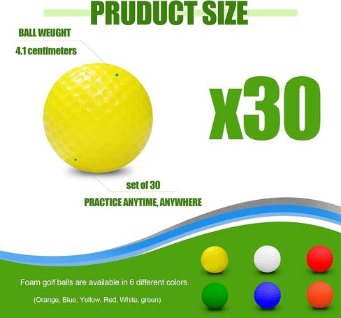 30 Pcs Golf Balls 41mm Practice Golf Balls for Backyard, Realistic Feel Limited Flight Hard Golf Ball Durable Golf Practice Balls, PE Plastic Golf Balls in Saudi Arabia