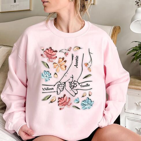 NAZENTI Personalized Grandma Sweatshirt with Kids Names, Grandma Sweatshirt, Custom Mom Gifts, Mothers Day Shirt S-4XL in Saudi Arabia