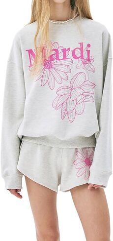 Women's TRIPLE FLOWER Graphic Sweatshirt, 100% Cotton, Relaxed Fit Crewneck, Bold Triple Daisy Print in Saudi Arabia