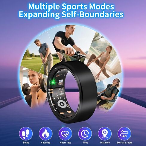 Smart Ring Health Tracker for Women Men with Fitness Tracker/Sleep Monitoring/Heart Rate/Blood Oxygen/Blood Pressure/Air Gestures /IP68 Waterproof, No Subscription Required, Charging Case in Saudi Arabia