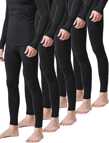 Men's Performance Thermal Pants, 5-Pack Black Athletic Tights, Moisture Wicking for Cold Weather Sports in Saudi Arabia