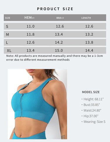 Zip Front Ribbed Sports Bra Seamless Workout Crop Top for Yoga and Gym in Saudi Arabia