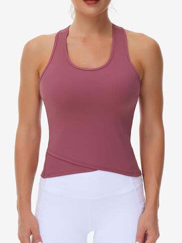 Women’s Racerback Workout Tank Tops with Built in Bra Sleeveless Running Yoga Shirts Slim Fit in Saudi Arabia