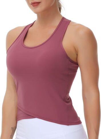 Women’s Racerback Workout Tank Tops with Built in Bra Sleeveless Running Yoga Shirts Slim Fit in Saudi Arabia