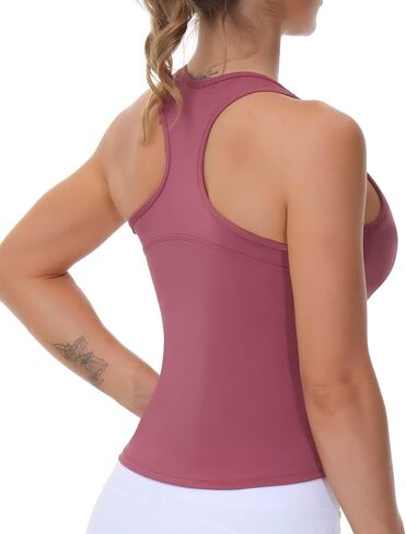Women’s Racerback Workout Tank Tops with Built in Bra Sleeveless Running Yoga Shirts Slim Fit in Saudi Arabia
