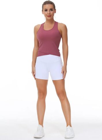 Women’s Racerback Workout Tank Tops with Built in Bra Sleeveless Running Yoga Shirts Slim Fit in Saudi Arabia