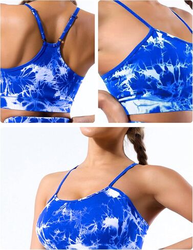 Tie-Dye Sports Bra with Spaghetti Straps Seamless Activewear for Yoga Gym and Pilates in Saudi Arabia