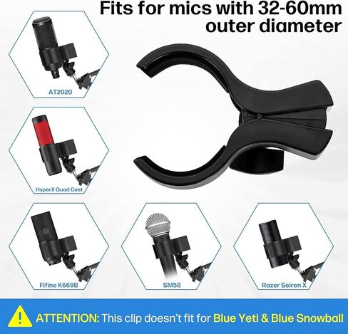 1 Pcs Universal Microphone Adjustable Clip Holder for Mic Stand, Come with 5/8" Male to 3/8" Female Screw Adapter in Saudi Arabia