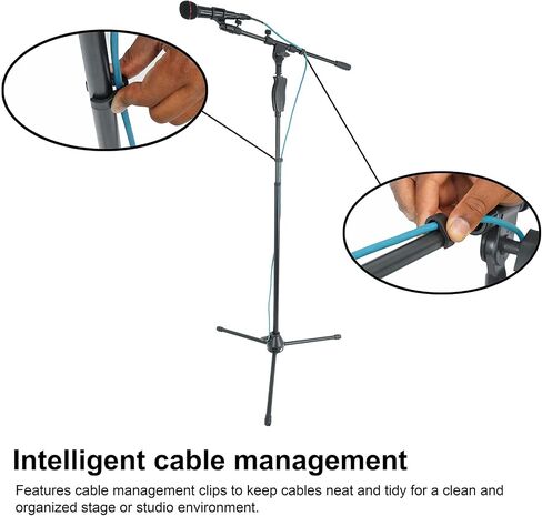 Rockville RVMIC3 V2 Portable Adjustable Tripod Boom Mic Stand for Singers & Musicians, Quick Release Clutch, Sturdy All-Metal, 25"-46.5" Telescopic Boom, Foldable, 6.7 lbs in Saudi Arabia