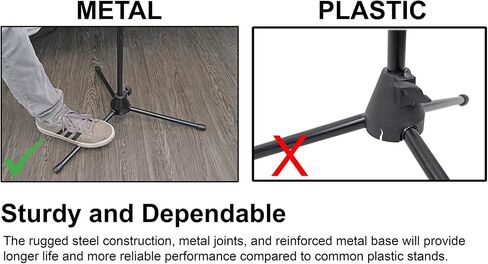 Rockville RVMIC3 V2 Portable Adjustable Tripod Boom Mic Stand for Singers & Musicians, Quick Release Clutch, Sturdy All-Metal, 25"-46.5" Telescopic Boom, Foldable, 6.7 lbs in Saudi Arabia
