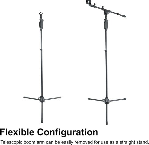Rockville RVMIC3 V2 Portable Adjustable Tripod Boom Mic Stand for Singers & Musicians, Quick Release Clutch, Sturdy All-Metal, 25"-46.5" Telescopic Boom, Foldable, 6.7 lbs in Saudi Arabia