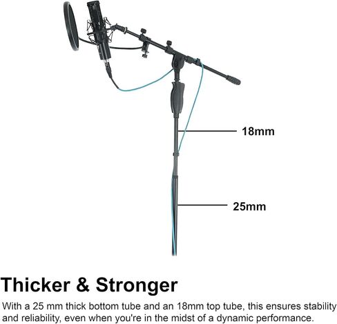 Rockville RVMIC3 V2 Portable Adjustable Tripod Boom Mic Stand for Singers & Musicians, Quick Release Clutch, Sturdy All-Metal, 25"-46.5" Telescopic Boom, Foldable, 6.7 lbs in Saudi Arabia