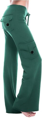 Cethrio Flare Pants for Women Plus Size Cargo Pants Women High Waisted Lounge Trousers Bell Bottom Yoga Pant with Pockets in Kuwait