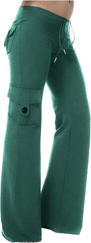 Cethrio Flare Pants for Women Plus Size Cargo Pants Women High Waisted Lounge Trousers Bell Bottom Yoga Pant with Pockets in Kuwait