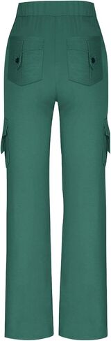 Cethrio Flare Pants for Women Plus Size Cargo Pants Women High Waisted Lounge Trousers Bell Bottom Yoga Pant with Pockets in Kuwait