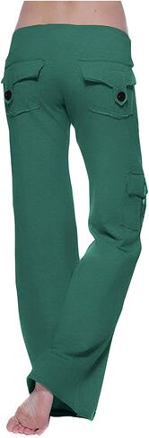 Cethrio Flare Pants for Women Plus Size Cargo Pants Women High Waisted Lounge Trousers Bell Bottom Yoga Pant with Pockets in Kuwait
