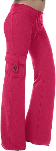 Cethrio Flare Pants for Women Plus Size Cargo Pants Women High Waisted Lounge Trousers Bell Bottom Yoga Pant with Pockets in Kuwait