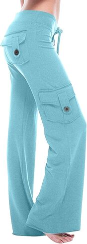Cethrio Flare Pants for Women Plus Size Cargo Pants Women High Waisted Lounge Trousers Bell Bottom Yoga Pant with Pockets in Kuwait