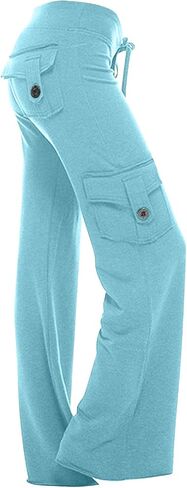 Cethrio Flare Pants for Women Plus Size Cargo Pants Women High Waisted Lounge Trousers Bell Bottom Yoga Pant with Pockets in Kuwait