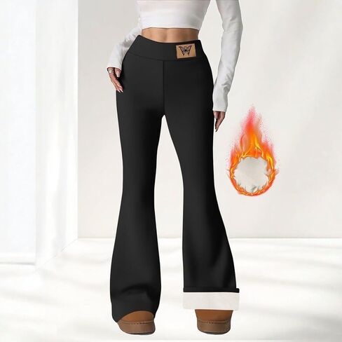 Fleece Lined Leggings Women Warm Winter High Waisted Tummy Control Workout Yoga Pants Thermal Fashion Flare Leggings in Saudi Arabia