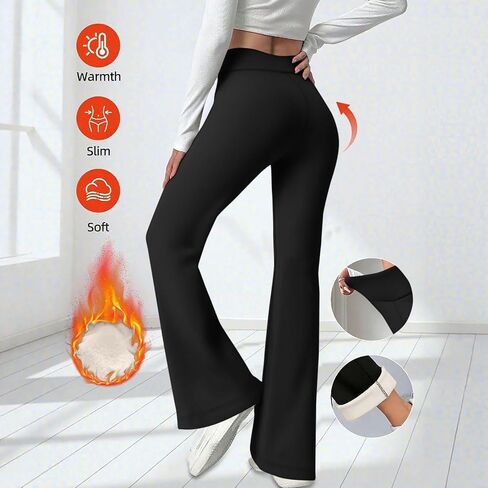 Fleece Lined Leggings Women Warm Winter High Waisted Tummy Control Workout Yoga Pants Thermal Fashion Flare Leggings in Saudi Arabia