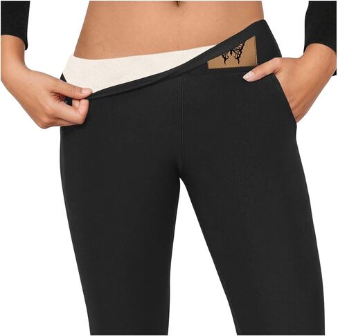 Fleece Lined Leggings Women Warm Winter High Waisted Tummy Control Workout Yoga Pants Thermal Fashion Flare Leggings in Saudi Arabia