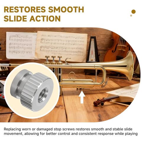 عبوتان متوافقتان مع صامولة إيقاف الشريحة ذات الصمام الثالث من Bach Stradivarius Trumpet وضبط براغي إيقاف الشريحة، خيط قياسي أمريكي من الفولاذ المقاوم للصدأ لضبط دقيق وعمل انزلاقي سلس in Kuwait
