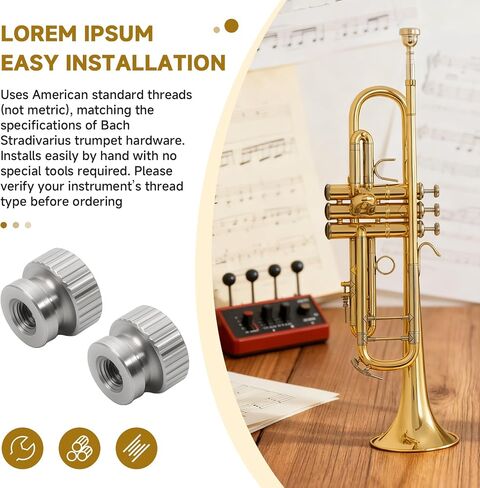 عبوتان متوافقتان مع صامولة إيقاف الشريحة ذات الصمام الثالث من Bach Stradivarius Trumpet وضبط براغي إيقاف الشريحة، خيط قياسي أمريكي من الفولاذ المقاوم للصدأ لضبط دقيق وعمل انزلاقي سلس in Kuwait