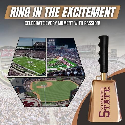 10 inch Copper Plated Mississippi State Cowbell with 1985 Baseball Style Logo Printed on one Side in Saudi Arabia