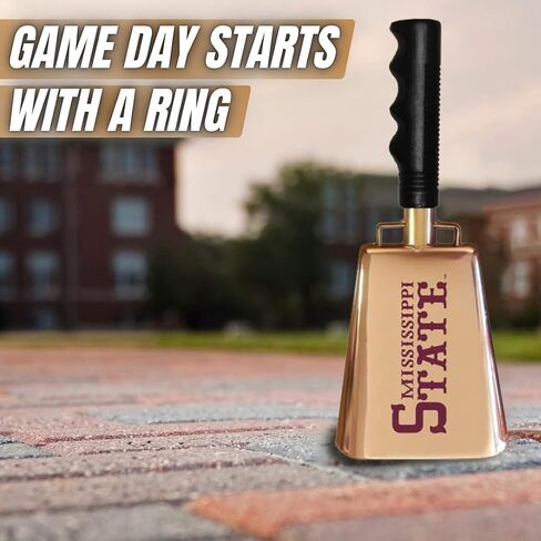 10 inch Copper Plated Mississippi State Cowbell with 1985 Baseball Style Logo Printed on one Side in Saudi Arabia