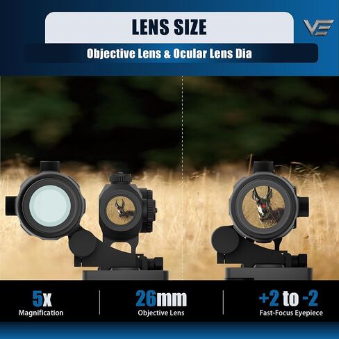 عدسة مكبرة مقاس 26 مم من Vector Optics مزودة بحامل قابل للطي إلى الجانب لمشاهد النقطة الحمراء، للمشاهدة المشتركة المطلقة، ودقة معززة، للتصوير بعيد المدى in Kuwait