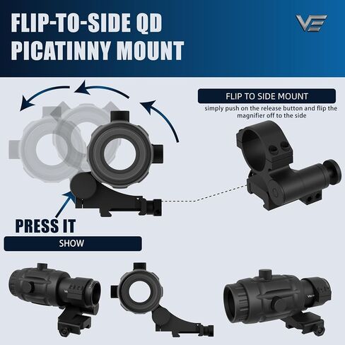 عدسة مكبرة مقاس 26 مم من Vector Optics مزودة بحامل قابل للطي إلى الجانب لمشاهد النقطة الحمراء، للمشاهدة المشتركة المطلقة، ودقة معززة، للتصوير بعيد المدى in Kuwait
