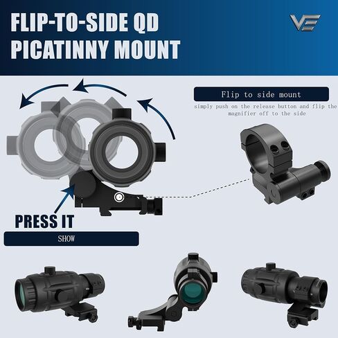 عدسة مكبرة مقاس 26 مم من Vector Optics مزودة بحامل قابل للطي إلى الجانب لمشاهد النقطة الحمراء، للمشاهدة المشتركة المطلقة، ودقة معززة، للتصوير بعيد المدى in Kuwait