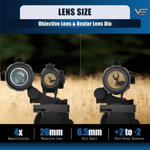 عدسة مكبرة مقاس 26 مم من Vector Optics مزودة بحامل قابل للطي إلى الجانب لمشاهد النقطة الحمراء، للمشاهدة المشتركة المطلقة، ودقة معززة، للتصوير بعيد المدى in Kuwait